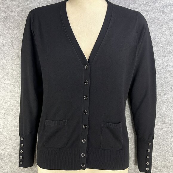 Zara Womens M Black Button-Up Cardigan Sweater - Picture 1 of 6